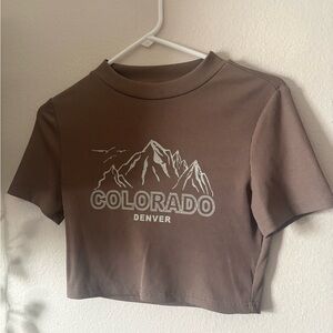 SHEIN Brown Colorado Graphic Kids Top